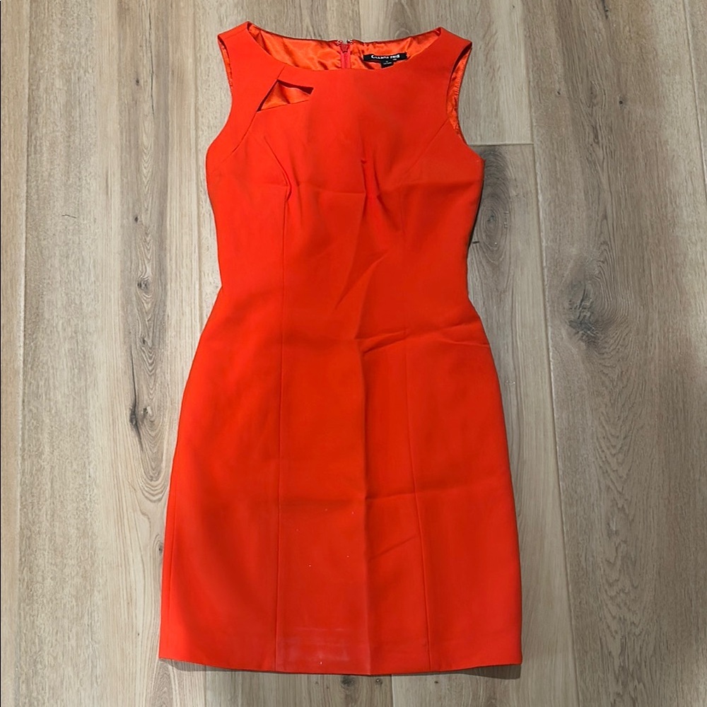 Elegant Orange Sleeveless Dress
